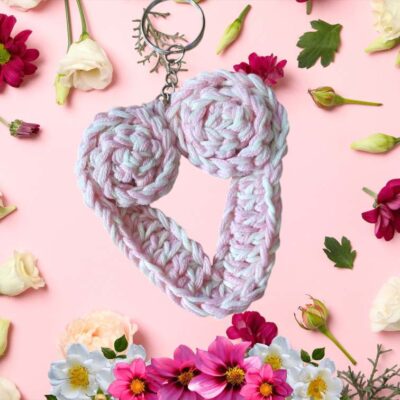 Porte clé coeur rose